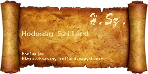 Hodossy Szilárd névjegykártya